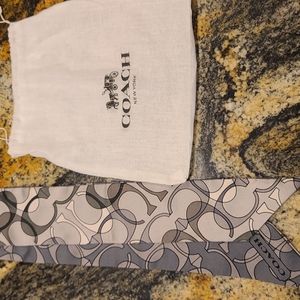 Coach Signature Silk Reversible Skinny Scarf Hair Bag Tie Twirly!
